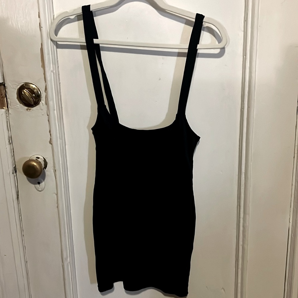 Black ribbed bodycon suspender pencil mini skirt medium SHEIN